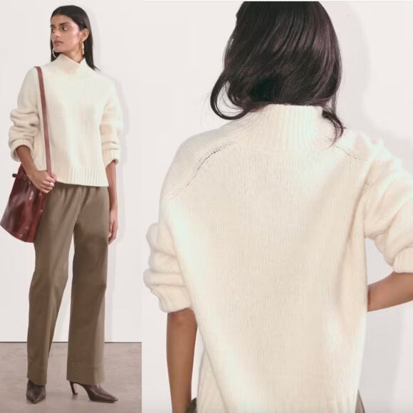 Everlane The Cloud Oversized Turtleneck Sweater In Bone Size Small New - Picture 2 of 15